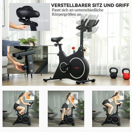Ligfietsergometer voor hometrainer met magnetische weerstand, LCD-monitor, zitergometer met verstelbare zitting en handgreep, tablethouder, flessenhouder, tot 120 kg Aosom
