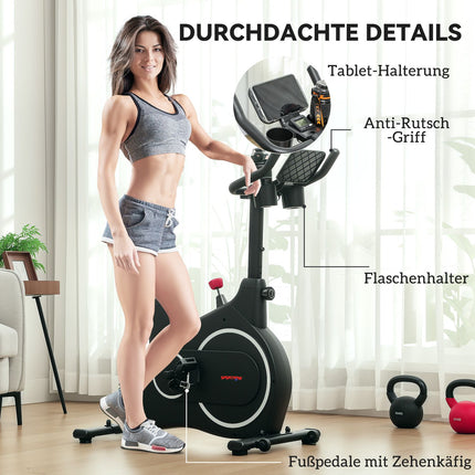 Ligfietsergometer voor hometrainer met magnetische weerstand, LCD-monitor, zitergometer met verstelbare zitting en handgreep, tablethouder, flessenhouder, tot 120 kg Aosom