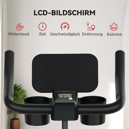 Ligfietsergometer voor hometrainer met magnetische weerstand, LCD-monitor, zitergometer met verstelbare zitting en handgreep, tablethouder, flessenhouder, tot 120 kg Aosom