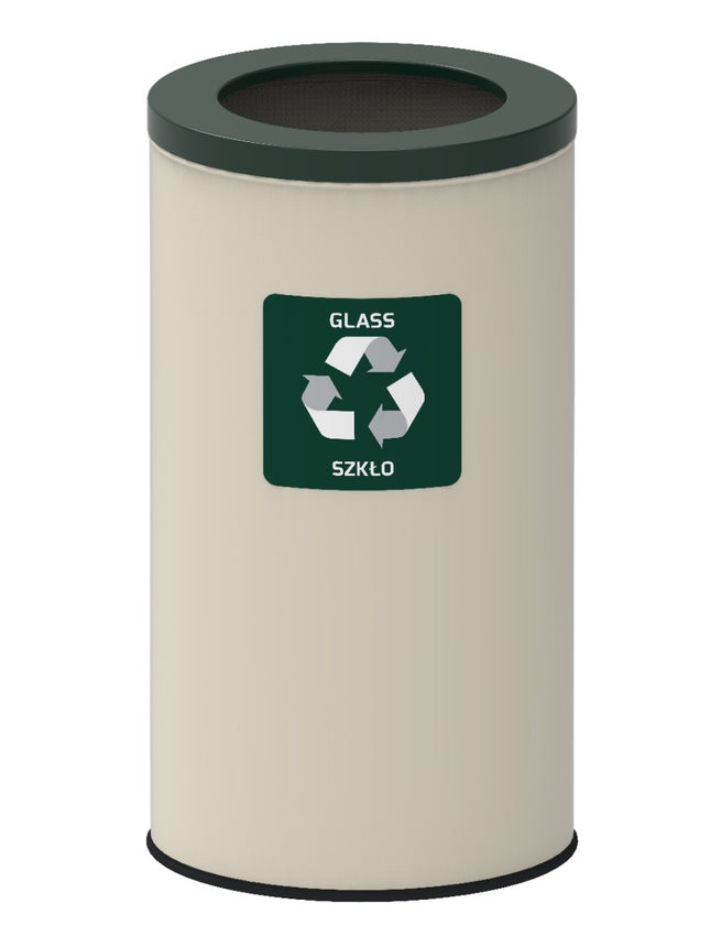 Recyclingbak 75 liter, wit staal, milieuvriendelijk ontwerp