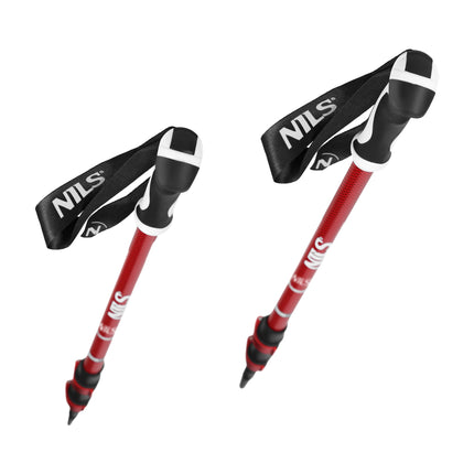 Red Aluminum Nordic Walking Poles, Adjustable Length