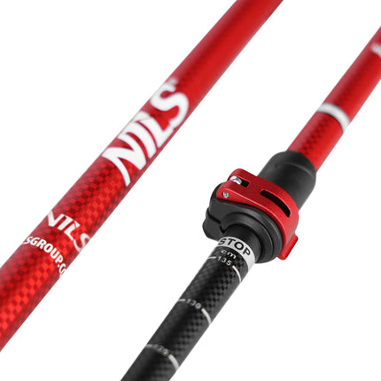 Red Aluminum Nordic Walking Poles, Adjustable Length