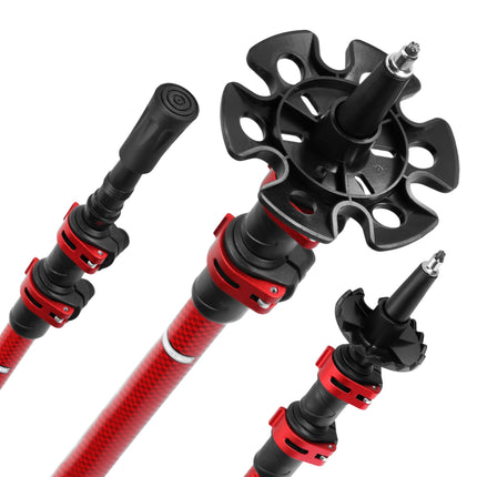 Red Aluminum Nordic Walking Poles, Adjustable Length
