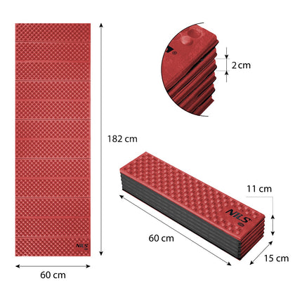 Red Folding Mat, 182cm, Portable Exercise Pad