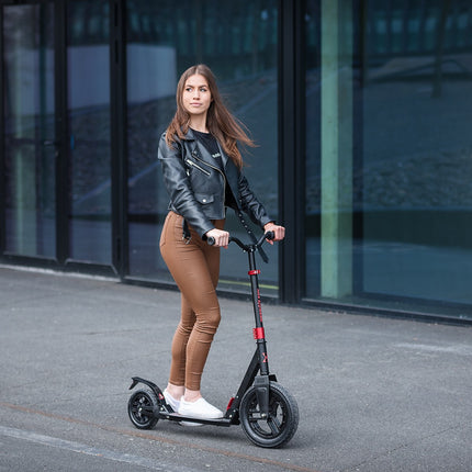 Red Kick Scooter, Adjustable Height, Foldable Design