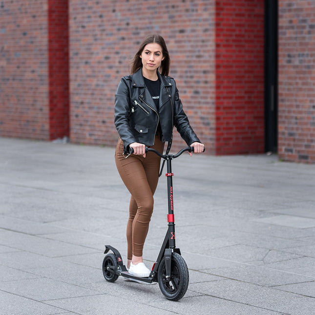 Red Kick Scooter, Adjustable Height, Foldable Design