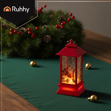 Red LED Christmas Lantern, Battery-Operated, 12.5cm