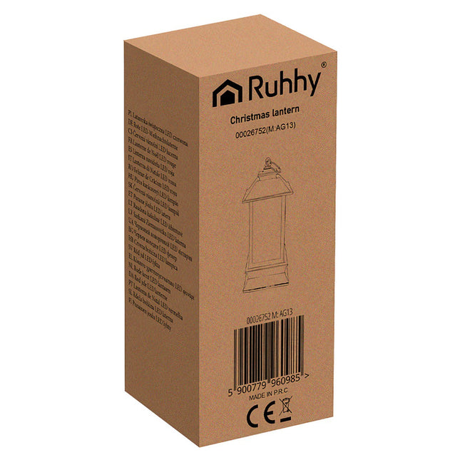 Red LED Christmas Lantern, Battery-Operated, 12.5cm