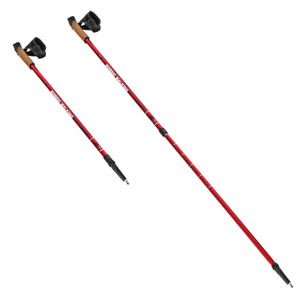 Red Nordic Walking Poles, Adjustable, Lightweight