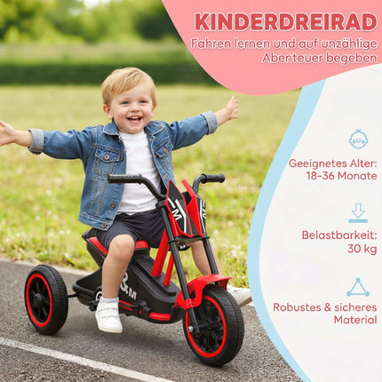 Red Toddler Tricycle with Steel Frame, Ages 18–36 Months