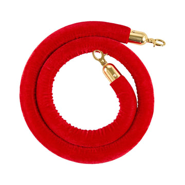 Red Velvet Stanchion Rope Set, 2 Pack, 1.5 m, Gold Hooks