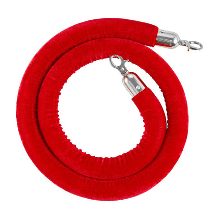 Red Velvet Stanchion Ropes, 4 Pack, 1.5 m, Silver Hooks