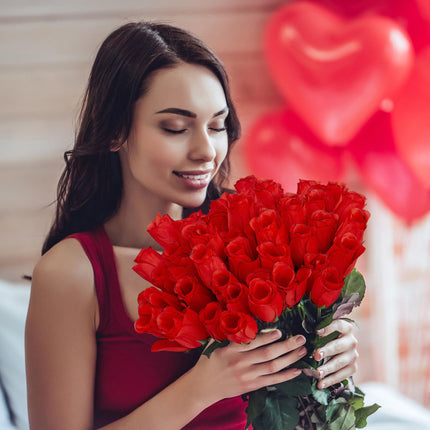 Red artificial roses, 48 pcs.