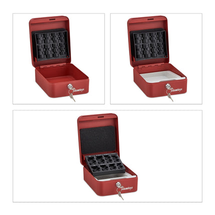 Red cash drawer with coin counter