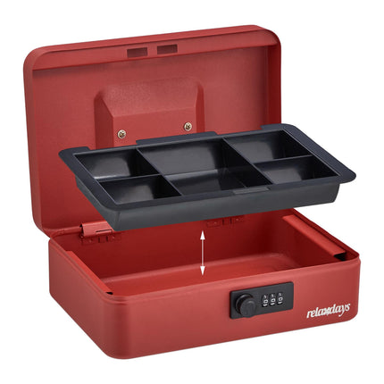 Red cash drawer with combination lock