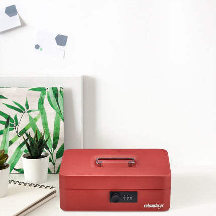 Red cash drawer with combination lock