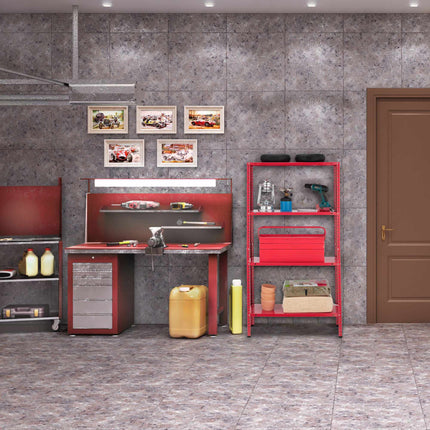 Red sturdy shelf with 4 levels