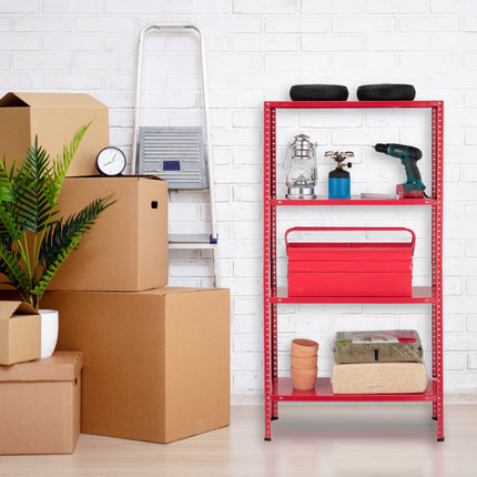 Red sturdy shelf with 4 levels