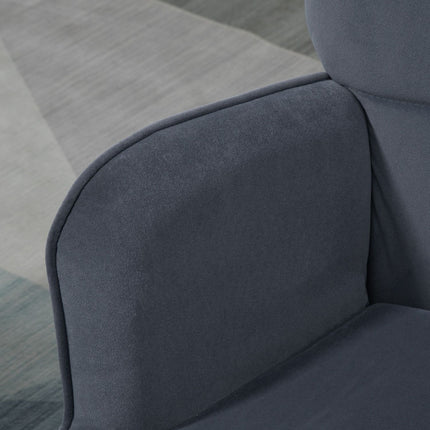 Velvet Relax Chair with armrests and footstool