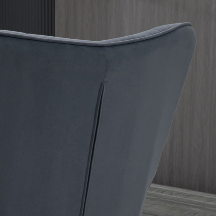 Velvet Relax Chair with armrests and footstool