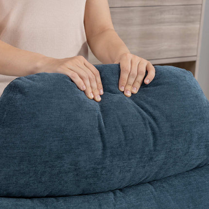 Relax Chair with Ottoman, Chenille Fabric, Blue, 360 Swivel