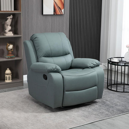 Reclining relaxation chair with footrest, green polyester