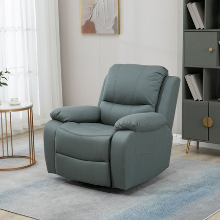 Reclining relaxation chair with footrest, green polyester