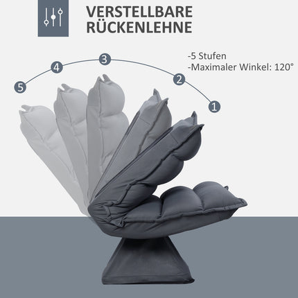 Rotating floor chair - 360° base, adjustable backrest, dark grey
