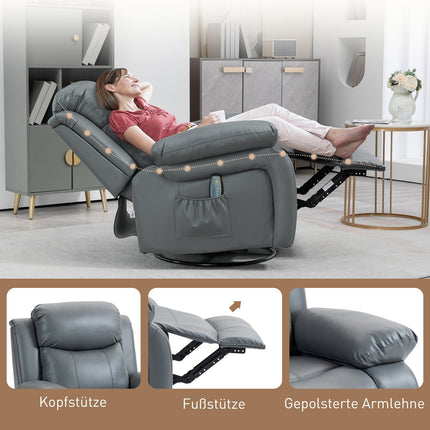 Electric massage chair, 8 vibration points, gray