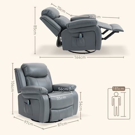 Electric massage chair, 8 vibration points, gray