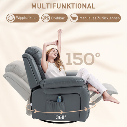 Electric massage chair, 8 vibration points, gray