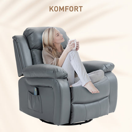 Electric massage chair, 8 vibration points, gray