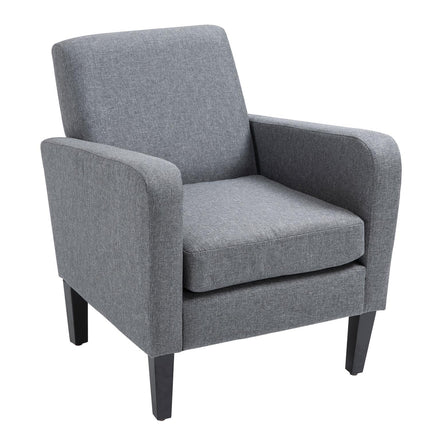 Relaxation chair, linen upholstery, wooden legs, light grey