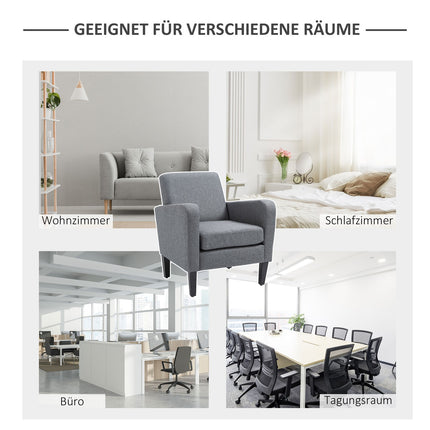 Relaxation chair, linen upholstery, wooden legs, light grey