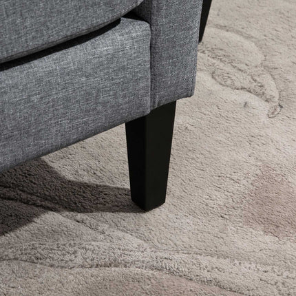 Relaxation chair, linen upholstery, wooden legs, light grey