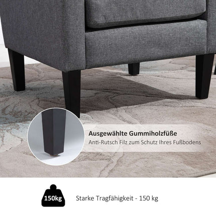 Relaxation chair, linen upholstery, wooden legs, light grey