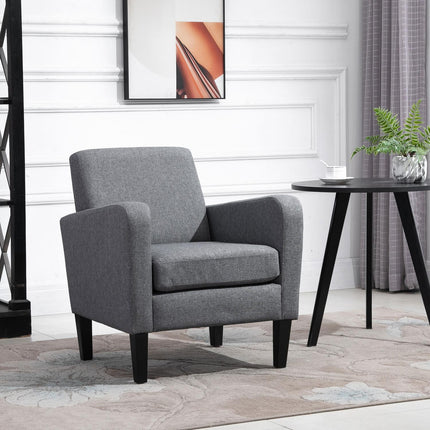 Relaxation chair, linen upholstery, wooden legs, light grey