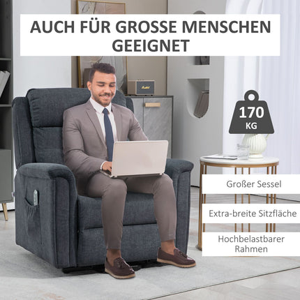 Electric recliner, standing aid, remote control, dark grey