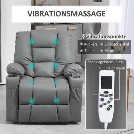 Electric recliner with USB, massage, wheels, gray