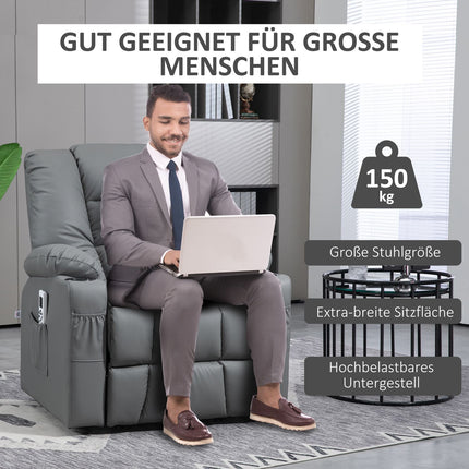 Electric recliner with USB, massage, wheels, gray