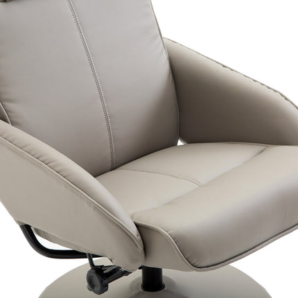 Gray recliner with 360° swivel and footrest