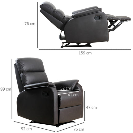 Ergonomic brown recliner - artificial leather, adjustable