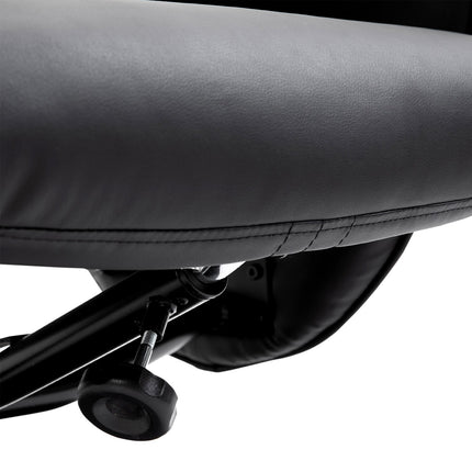 Massage chair with ottoman; Black artificial leather