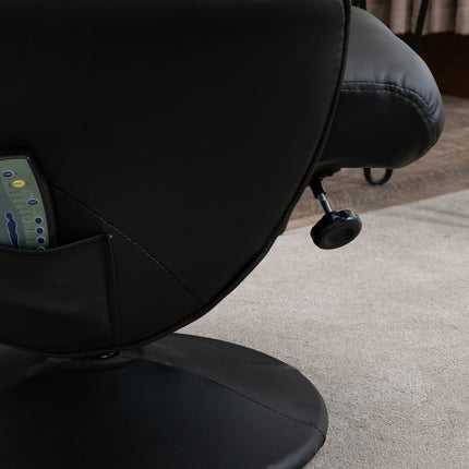 Massage chair with ottoman; Black artificial leather