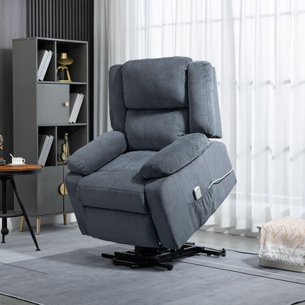 Electric recliner, velvet grey, 92 x 93 x 105 Cm