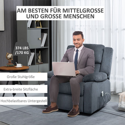 Electric recliner, velvet grey, 92 x 93 x 105 Cm