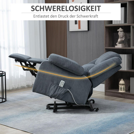 Electric recliner, velvet grey, 92 x 93 x 105 Cm