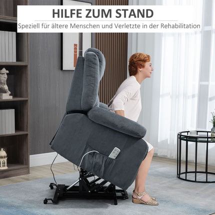 Electric recliner, velvet grey, 92 x 93 x 105 Cm