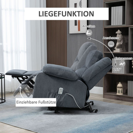 Electric recliner, velvet grey, 92 x 93 x 105 Cm