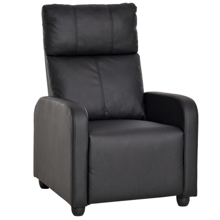 Reclining TV chair in imitation leather - black, relaxation function